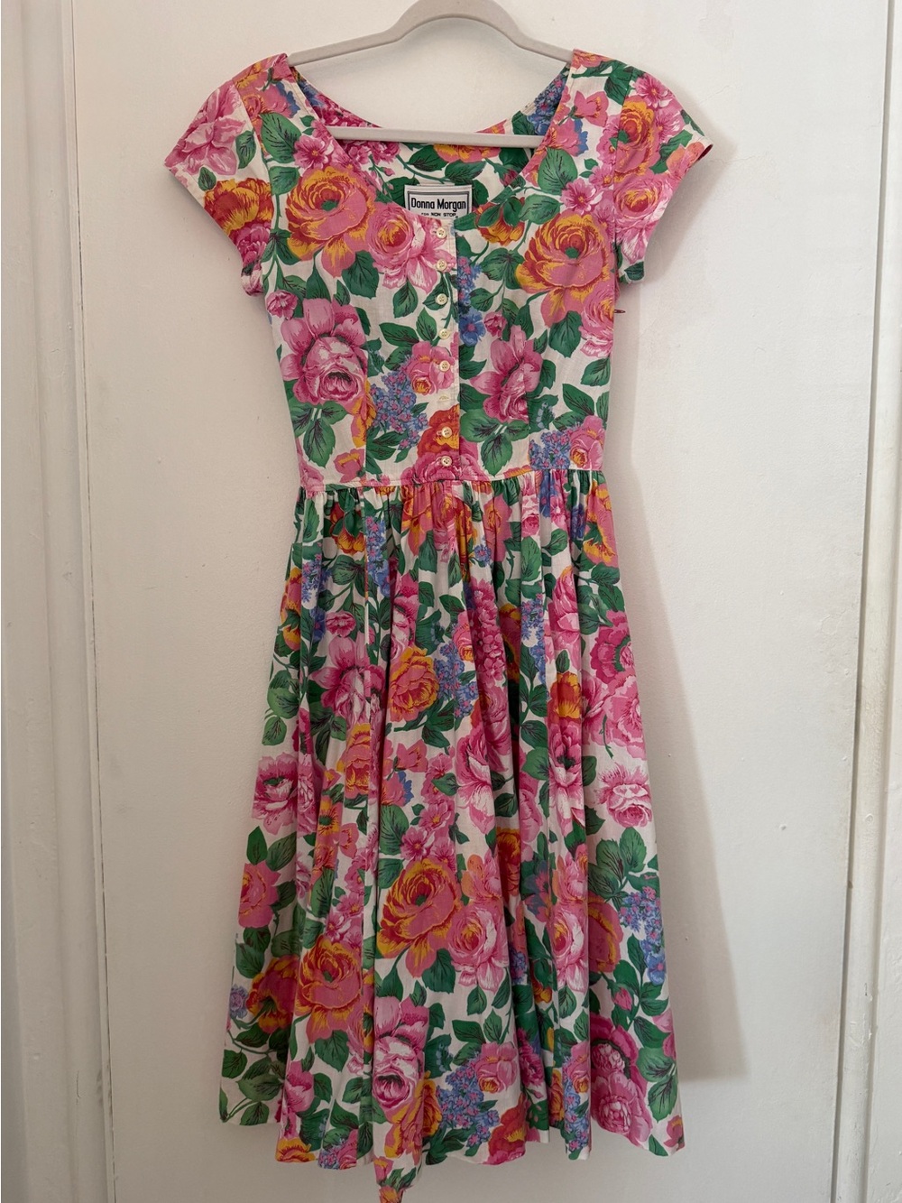 Vintage Donna Morgan Pink Floral Cotton Dress